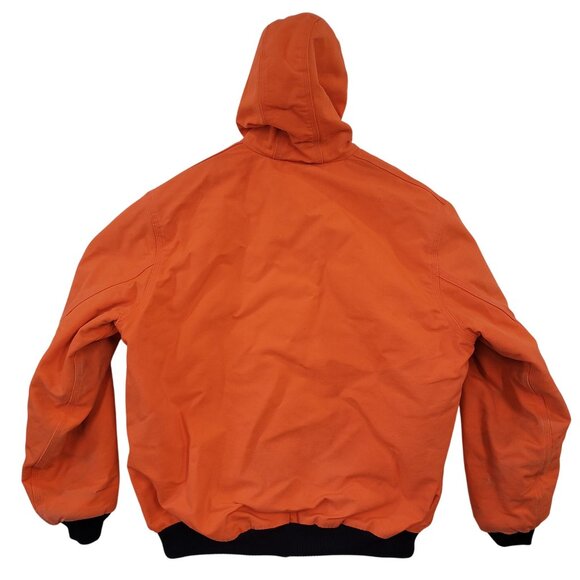 Carhartt Mens XL Tall Orange Cotton Duck Active Jacket Hood Durable Work Wear - Picture 3 of 8